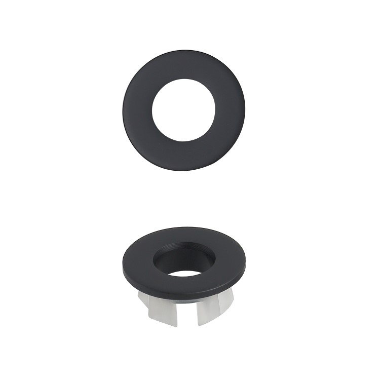 GRADE A1 - Matt Black Round Basin Overflow Cover - Ashford