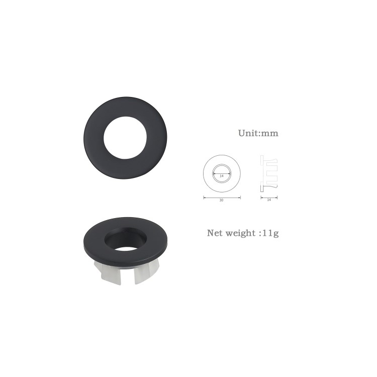 GRADE A1 - Matt Black Round Basin Overflow Cover - Ashford