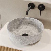 GRADE A1 - Stone Effect Round Countertop Basin 415mm - Torres