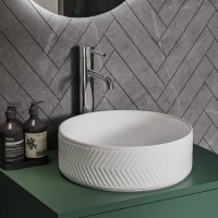 GRADE A1 - Round Chevron Countertop Basin 360mm - Sonoma 