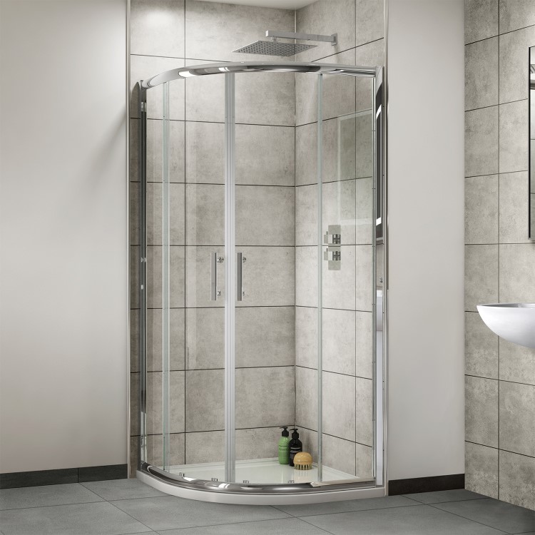 GRADE A1 - 800 x 800mm Quadrant Sliding Shower Enclosure 4mm Glass - Aqualine