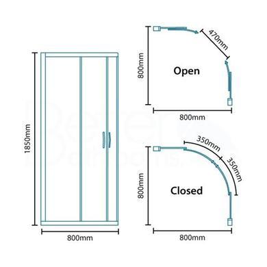 GRADE A1 - Sliding Door Quadrant Enclosure 800 x 800mm - 6mm Glass - Aquafloe Range