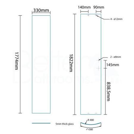 GRADE A1 - Aqualine Shower Cabin - Part 5 - Back Panel