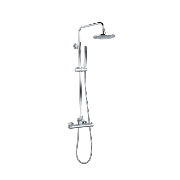 Chrome Thermostatic Mixer Shower with Round Overhead & Pencil Handset - Vira