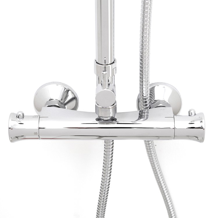 Chrome Thermostatic Mixer Shower with Round Overhead & Pencil Handset - Vira