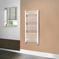 GRADE A1 - Beta Heat 1150 x 500mm Curved White Heated Towel Rail