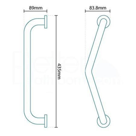 Solid Brass Chrome Angled Grab Rail 435mm