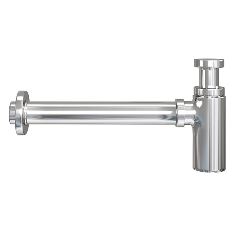Chrome Round Basin Bottle Trap - Mimimalist