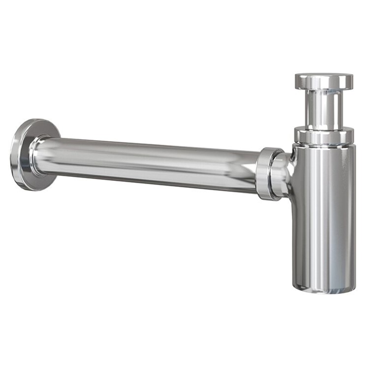 Chrome Round Basin Bottle Trap - Mimimalist