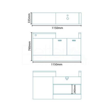 GRADE A1 - Cuba Right Hand Vanity Unit