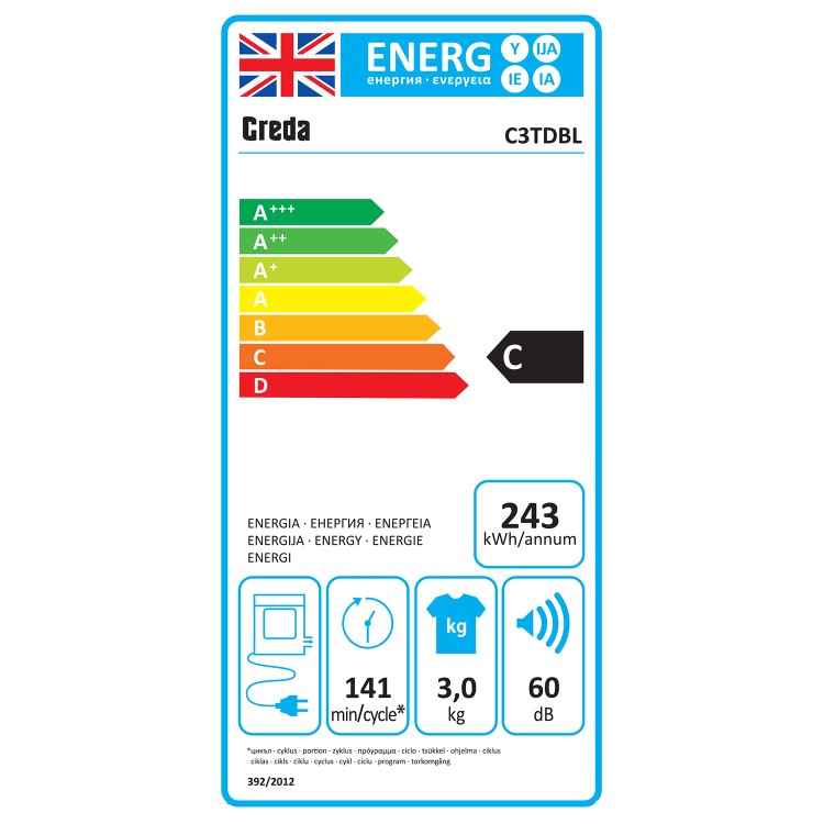 Creda 3kg Vented Tumble Dryer - Black