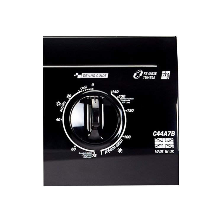 White Knight C44A7B 7kg Freestanding Vented Tumble Dryer - Black