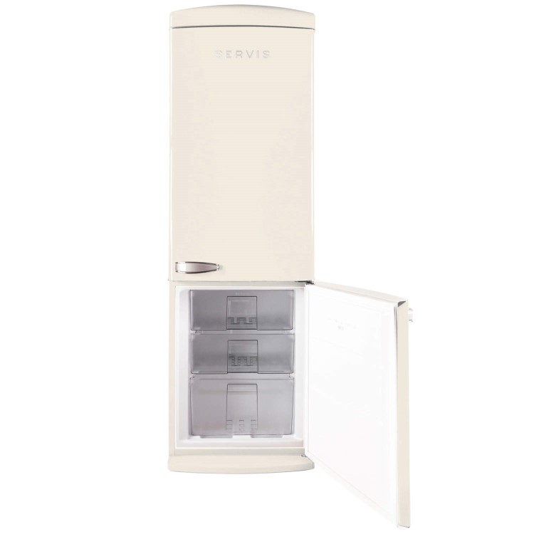 Servis C60185NFC-L Retro Left Hand Hinge Freestanding Fridge Freezer Cream