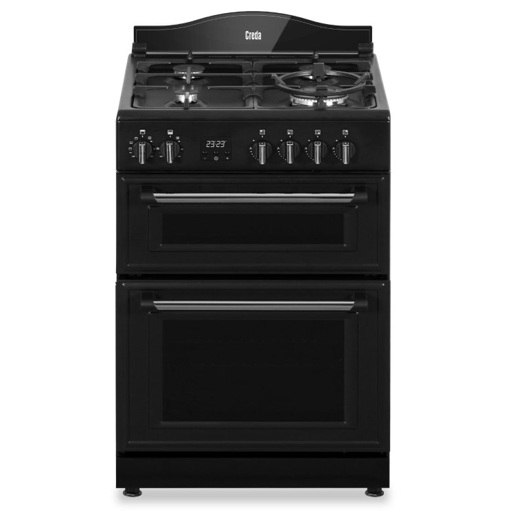 Refurbished Creda C60DFMRBL 60cm Double Oven Dual Fuel Mini Range Cooker Black