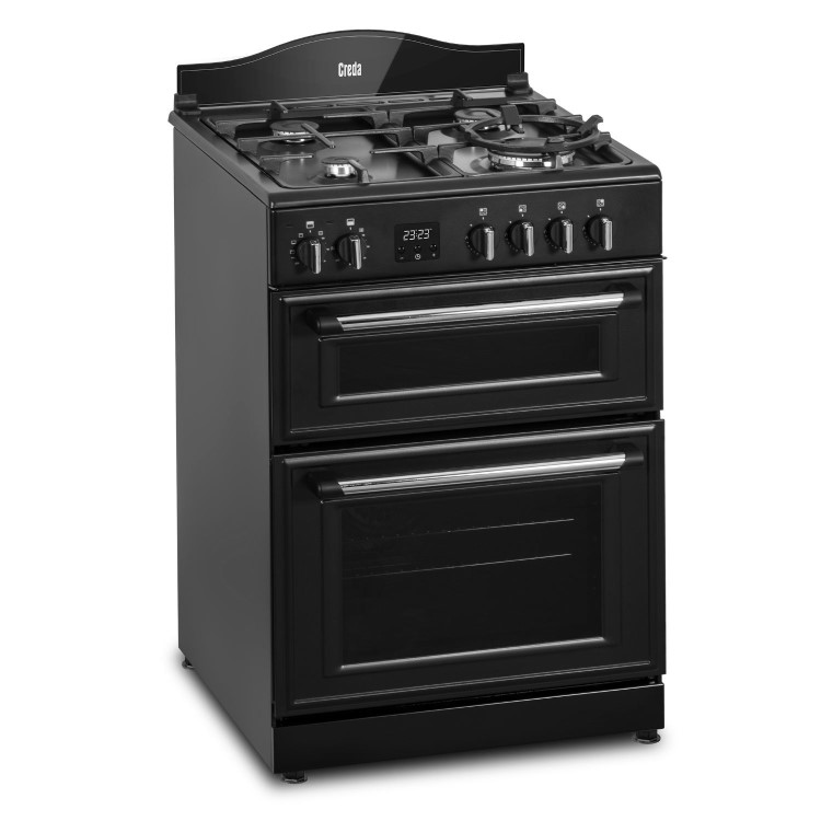 Refurbished Creda C60DFMRBL 60cm Double Oven Dual Fuel Mini Range Cooker Black