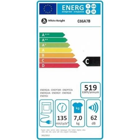 White Knight C86A7B 7kg Freestanding Vented Tumble Dryer - Black