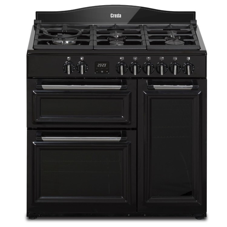Creda 90cm Triple Cavity Dual Fuel Range Cooker - Black