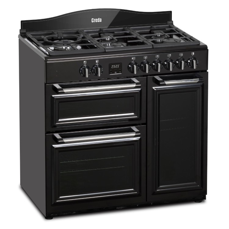 Creda 90cm Triple Cavity Dual Fuel Range Cooker - Black