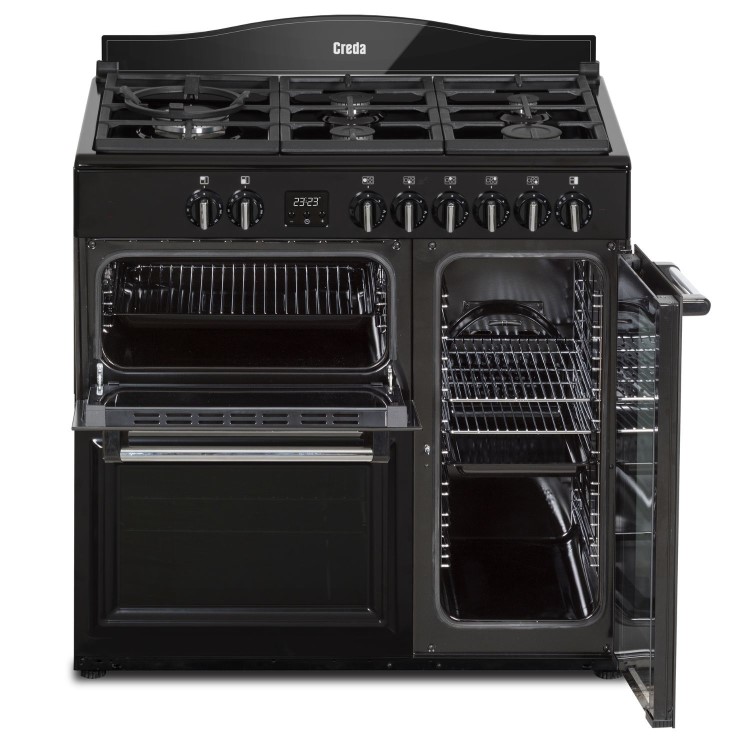 Creda 90cm Triple Cavity Dual Fuel Range Cooker - Black