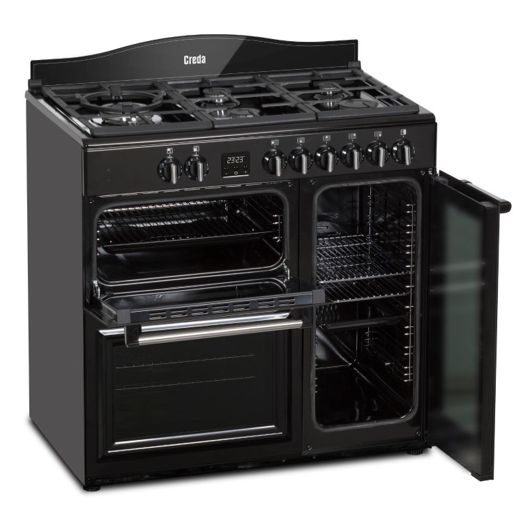 Creda 90cm Triple Cavity Dual Fuel Range Cooker - Black