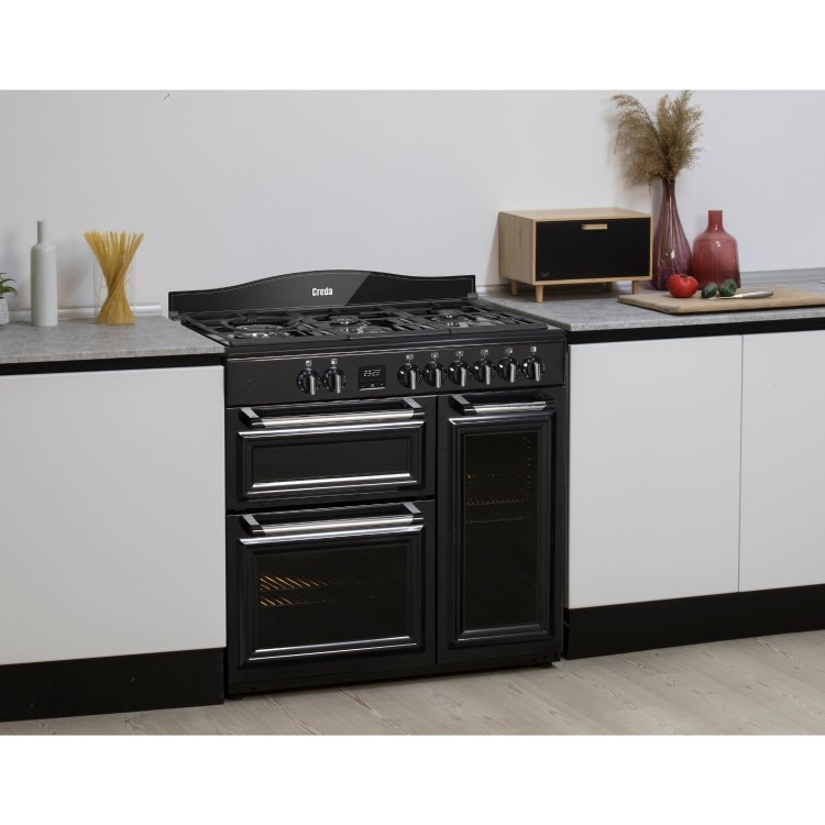 Creda 90cm Triple Cavity Dual Fuel Range Cooker - Black