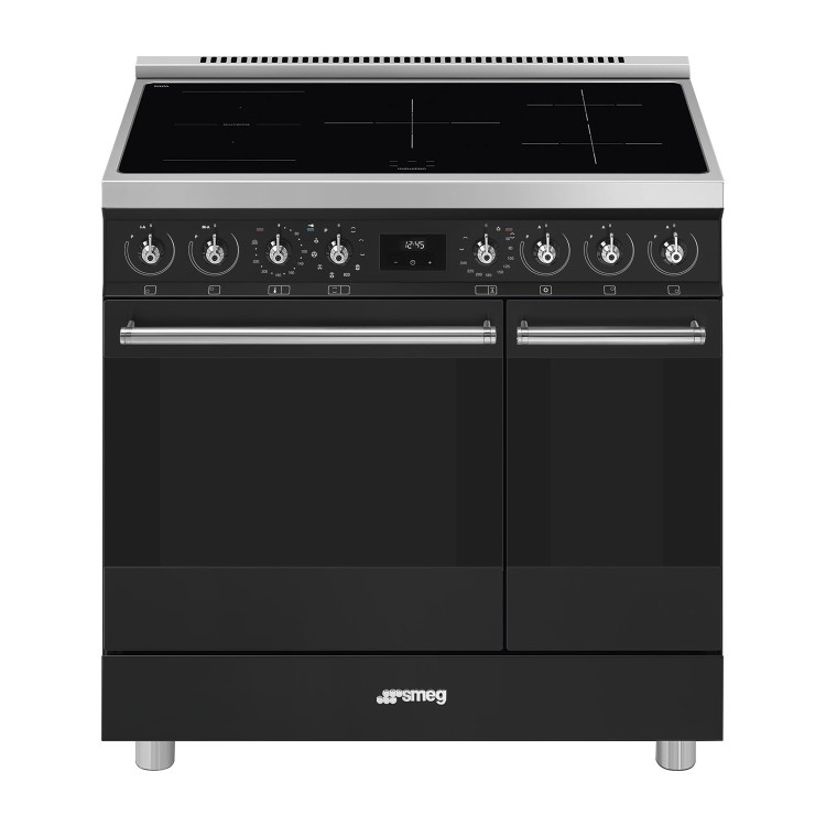 Smeg Symphony 90cm Electric Induction Range Cooker - Black