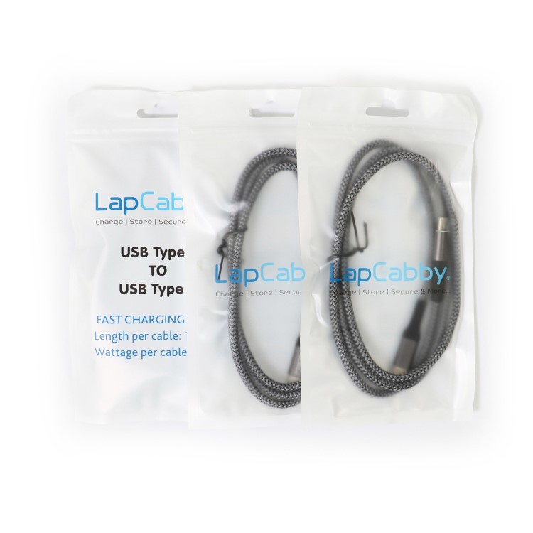 LapCabby 100W 1 Meter USB-C to USB-C Cable 3 Packs
