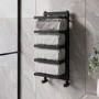 GRADE A1 - Black Vertical Heated Towel Shelf Radiator 700 x 300mm - Cairo