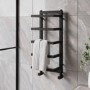 GRADE A1 - Black Vertical Heated Towel Shelf Radiator 700 x 300mm - Cairo