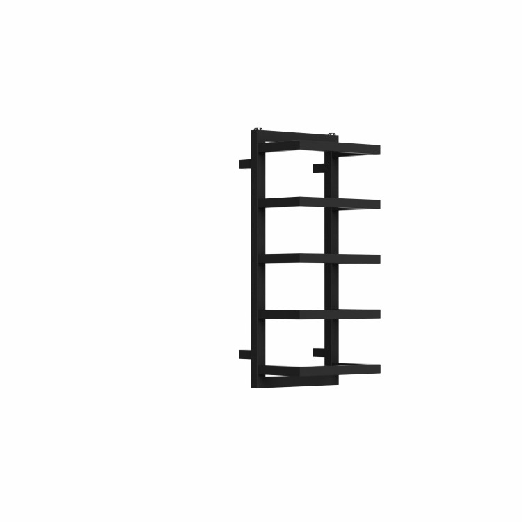 GRADE A1 - Black Vertical Heated Towel Shelf Radiator 700 x 300mm - Cairo