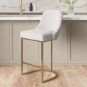 CAL001 Beige Boucle Kitchen Stool with Gold Legs - Callie