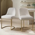 CAL002 Set of 2 Beige Boucle Dining Chairs with Gold Legs - Callie