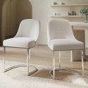 CAL004 Set of 2 Beige Boucle Dining Chairs with Chrome Legs - Callie