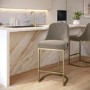 Mink Velvet Kitchen Stool with Gold Legs - Callie