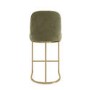 Set of 3 Sage Green Velvet Kitchen Stools with Gold Legs - Callie