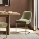 CAL006 Set of 2 Sage Green Velvet Dining Chairs with Gold Legs - Callie