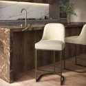 CAL007S Beige Upholstered Kitchen Stool with Brass Legs - Callie