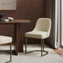 CAL007 Set of 2 Beige Upholstered Dining Chairs with Brass Legs - Callie