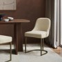 Set of 2 Beige Upholstered Dining Chairs with Brass Legs - Callie