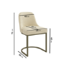 Set of 2 Beige Upholstered Dining Chairs with Brass Legs - Callie
