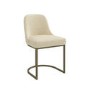 Set of 2 Beige Upholstered Dining Chairs with Brass Legs - Callie