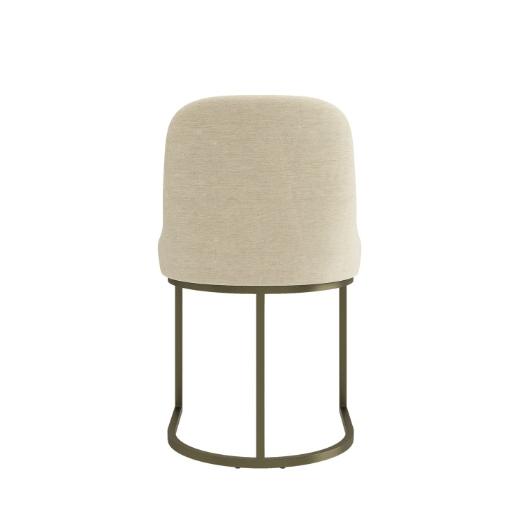 Set of 2 Beige Upholstered Dining Chairs with Brass Legs - Callie