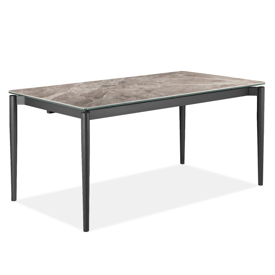 Extendable Grey Ceramic Dining Table with Marble Effect Seats 68