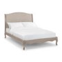 Oatmeal Fabric and Oak Wooden King Size Bed Frame - Camille