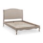 Oatmeal Fabric and Oak Wooden King Size Bed Frame - Camille
