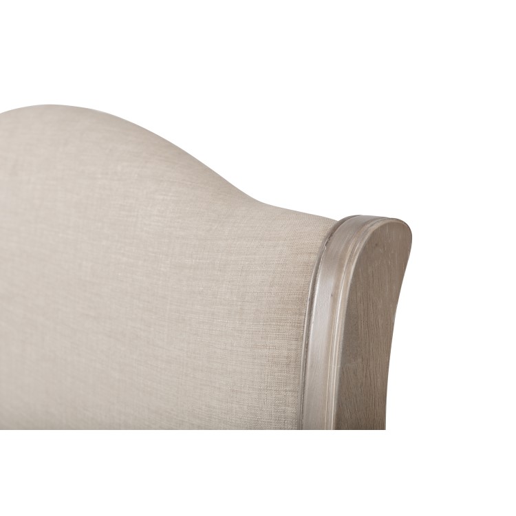 Oatmeal Fabric and Oak Wooden King Size Bed Frame - Camille