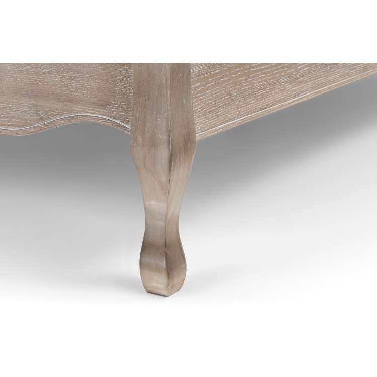 Oatmeal Fabric and Oak Wooden King Size Bed Frame - Camille