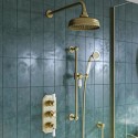 CAMBBHASRK3VE Brushed Brass 2 Outlet  Wall Mounted Thermostatic Mixer Shower Set with Hand Shower - Cambridge