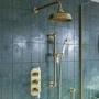 Brushed Brass 2 Outlet  Wall Mounted Thermostatic Mixer Shower Set with Hand Shower - Cambridge