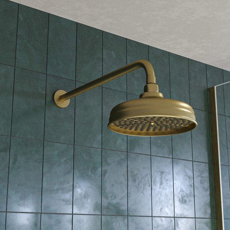 Brushed Brass 2 Outlet  Wall Mounted Thermostatic Mixer Shower Set with Hand Shower - Cambridge